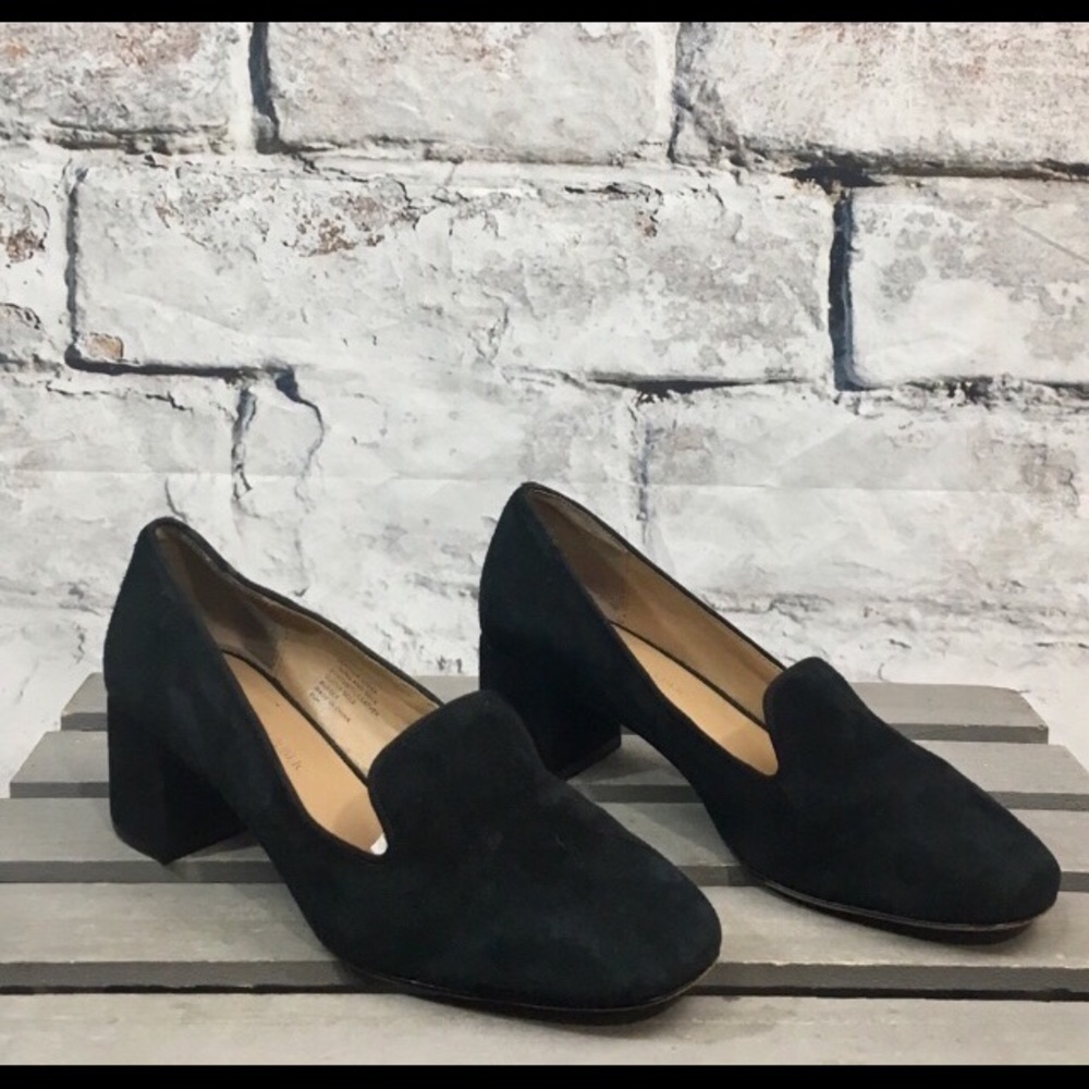 Banana Republic 6.5 Black Block Heel Loafer Slides